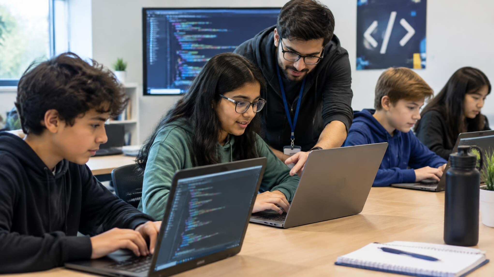 students learning to code
