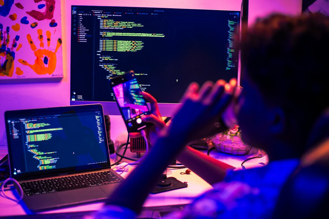group of students in coding class