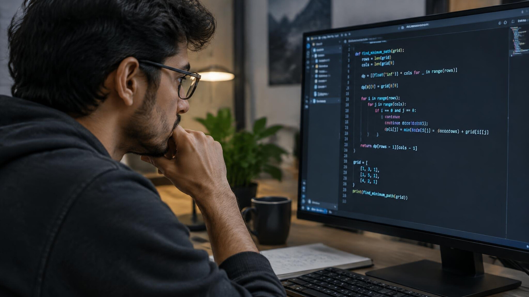 person solving coding problem