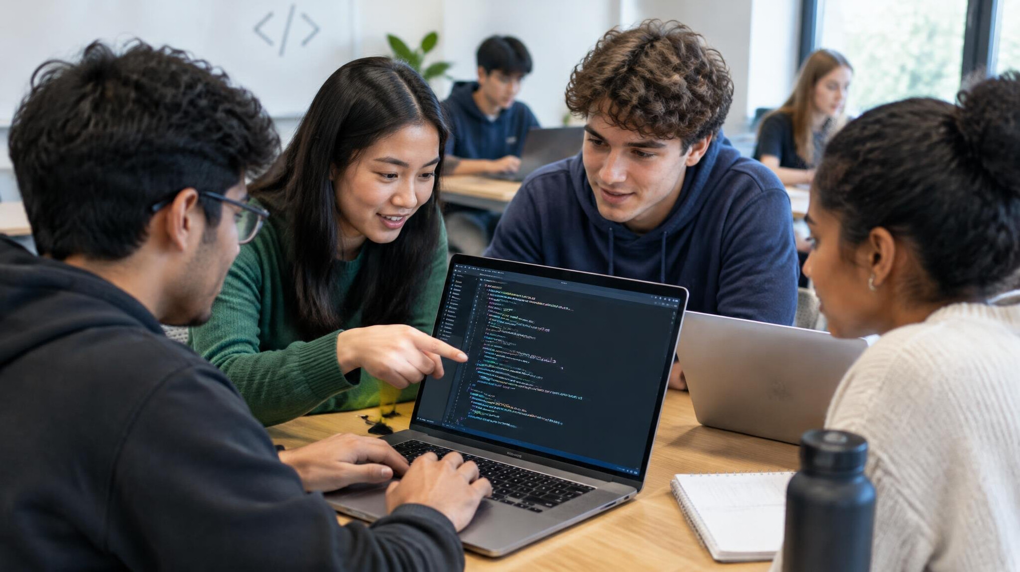 young people coding together