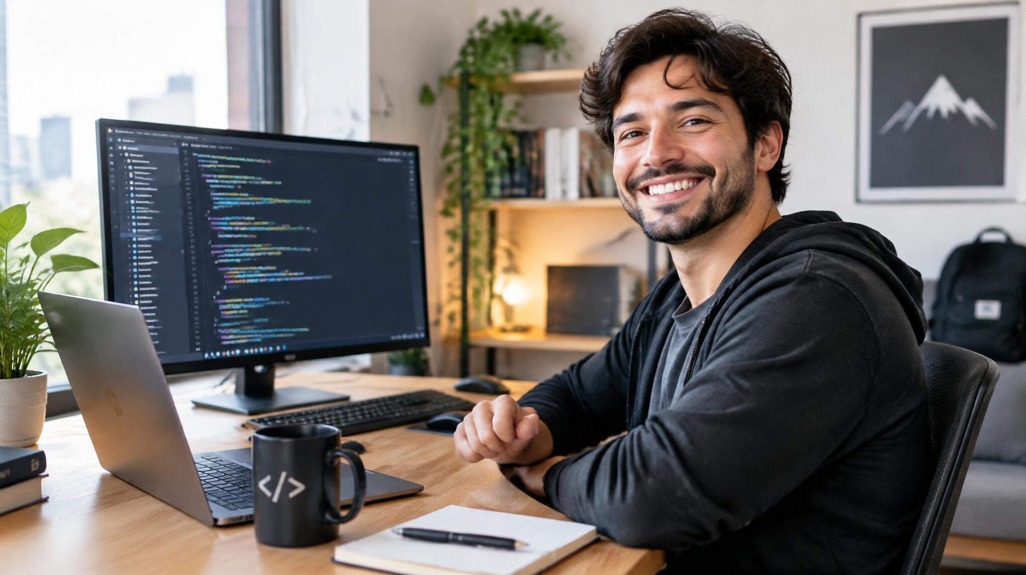 successful programmer smiling